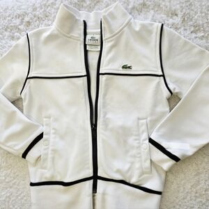 Vintage Lacoste Kids White w Black Trim Track Jacket